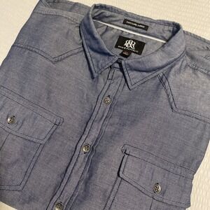 Rock & Republic Shirt‎ Men's XL Navy  Long Sleeve Button Down